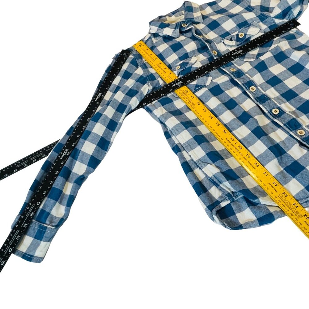 American Eagle Outfitters Blue & White Plaid Button-Up Shirt XS - Picture 4 of 6